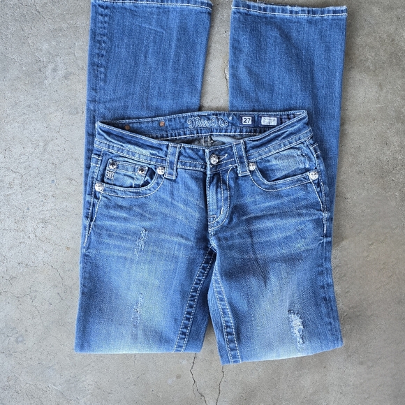 Vintage Y2K Miss Me Bootcut Cross Flare Bling Embroidered Pockets 27 - Picture 3 of 5